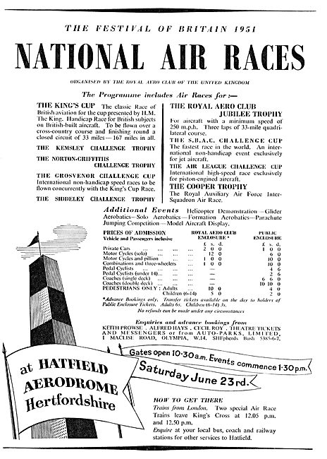 Festival Of Britain National Air Races Hatfield - June 23rd 1951 