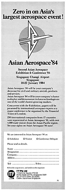 Asian Aerospace 84 Exhibition & Conference. Changi 18-22 Jan 1984