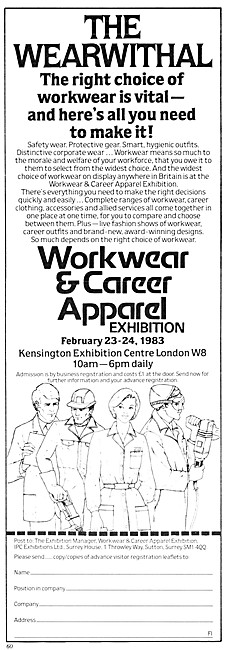 Workwear & Career Apparel Exhibition. Kensington Feb 23 1983     