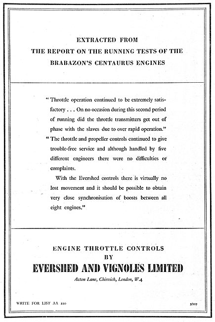Evershed & Vignoles Aircraft Controls                            