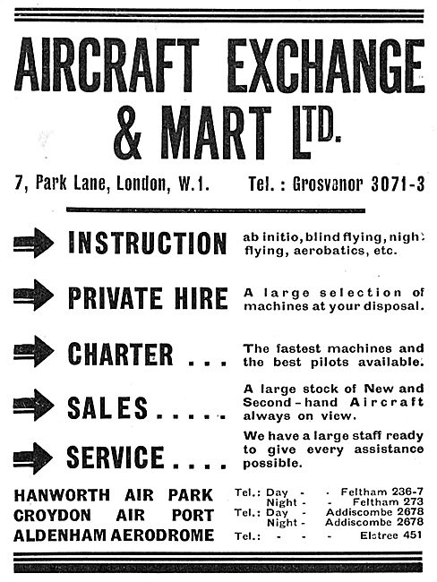 Aircraft Exchange & Mart: Flying Instruction, Hire & Charter     