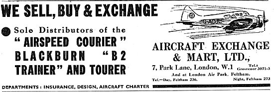 Aircraft Exchange & Mart: Distributors For The Blackburn B2      