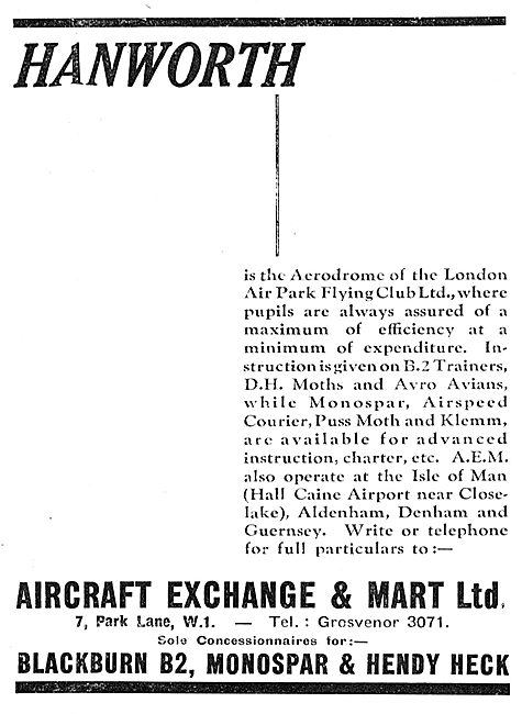 Aircraft Exchange & Mart - London Air Park Hanworth              