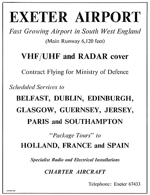 Exeter Airport A Fast Growing Airport In South West England.     