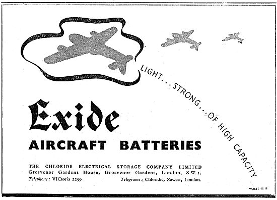 Exide Aircraft Batteries 1943 Advert                             