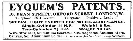 Eyquems Patents - Light Engines For Model Aeroplanes             