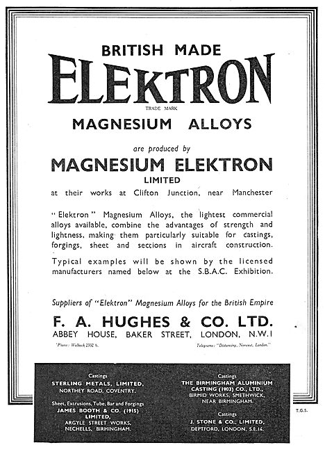 F. A.Hughes Elektron Magnesium Alloy For Aircraft                