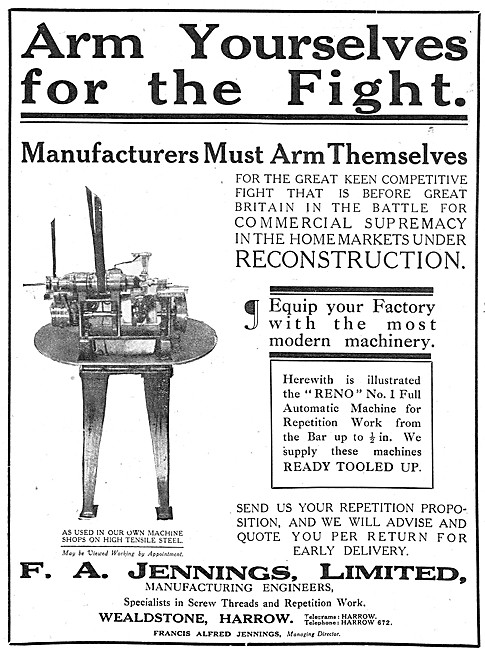 F.A.Jennings RENO No 1 Automatic Machine For Repetition Work     