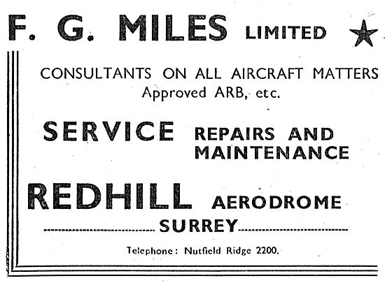 F.G.Miles. Redhill. Aircraft Service & Maintenance               