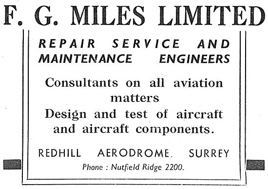 F.G.Miles Redhill. Aircraft Service & Maintenance                