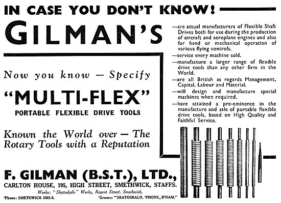 F.Gilman Multi-Flex Flexible Drive Equipment & Drive Tools       