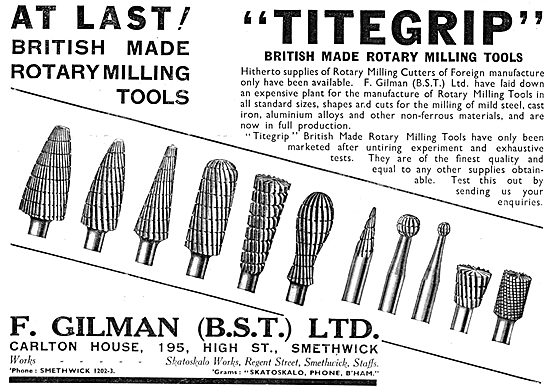 F.Gilman Rotary Milling Machine Tools                            