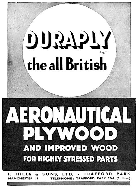 F.Hills Duraply Aeronautical Plywood 1940                        