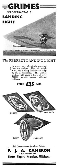 F.J.A.Cameron - Grimes Self Retractable Landing Lights           