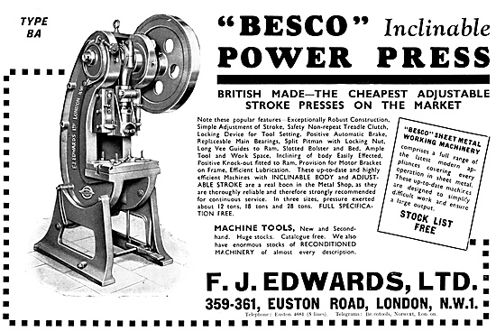 F.J.Edwards Besco Machine Tools: Besco Power Press               