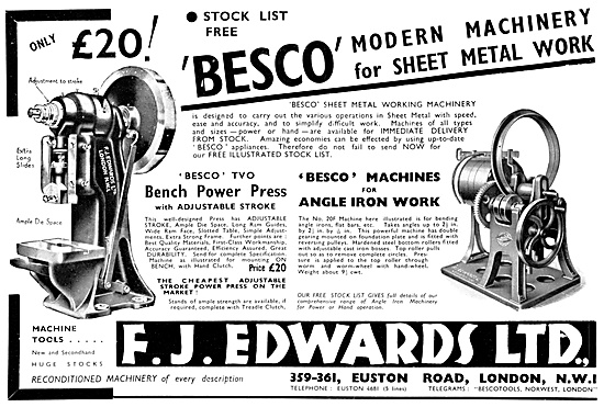 F.J.Edwards Besco Machine Tools: Besco Sheet Metalworking Tools  