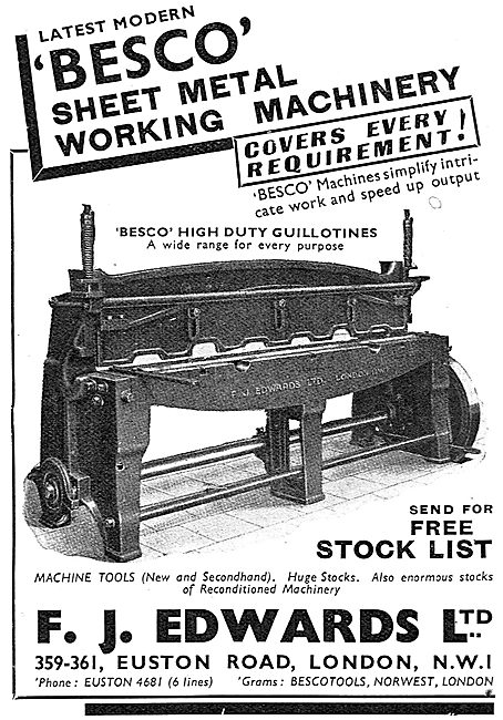 F.J.Edwards Machine Tools: Besco Sheet Metal Working Machinery   