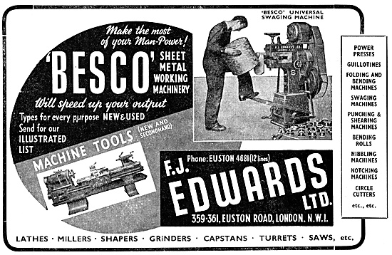 F.J.Edwards Besco Sheet Metal Working Machinery                  