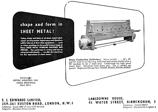 F.J.Edwards Machine Tools: BESCO Production Guillotines          