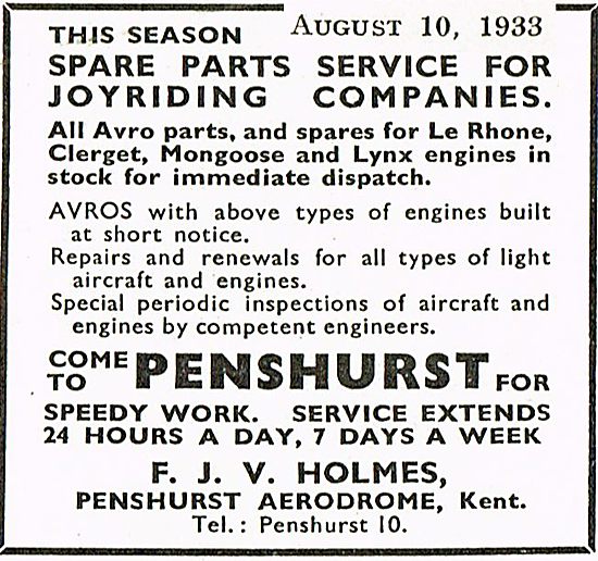 F J V Jones Parts For Joyriding Companies At Penshurst Aerodrome 