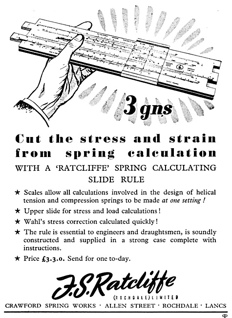 F.S.Ratcliffe Spring Calculating Slide Rule                      