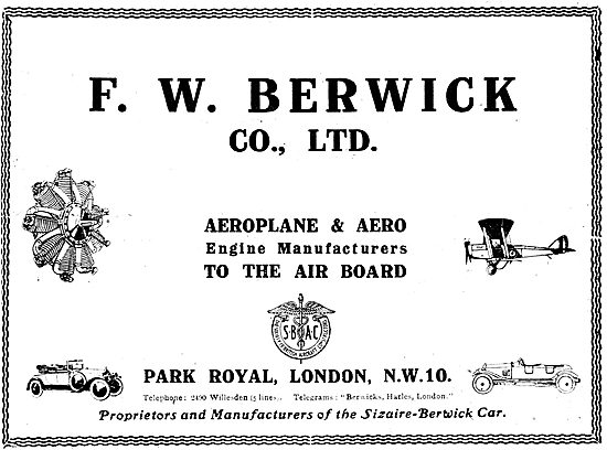 F.W.Berwick & Co. Aeroplane & Aero Engine Manufacturers          