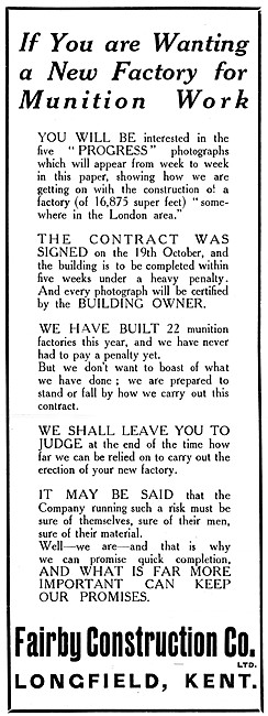 Fairby Construction. Hangars and Factory Buildings 1915          