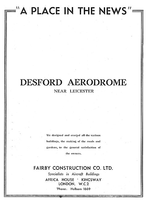 Fairby Construction Co Ltd : Desford Aerodrome                   