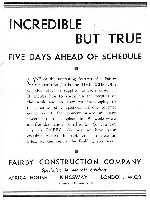 Fairby Construction Co Ltd : Aircraft Hangars                    