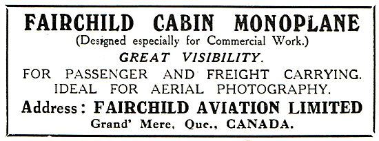 Fairchild Cabin Monoplane Designed For Commercial Work           