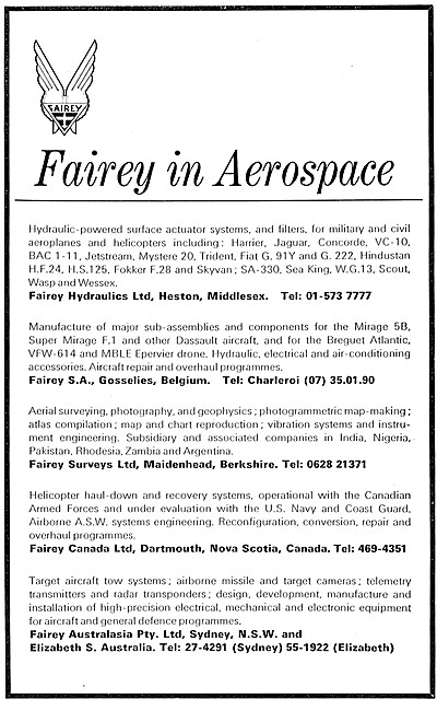 Fairey  Aerospace Companies 1970                                 