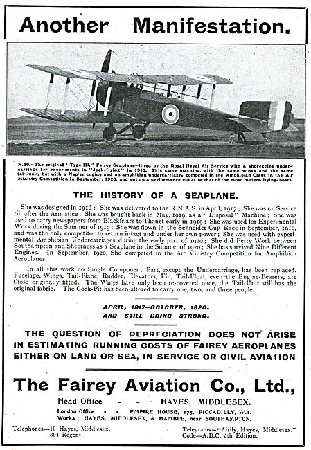 N10 The Original Type III Fairey Seaplane                        