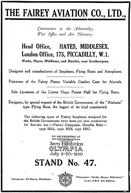 Fairey Aviation: Designers & Manufacturers Of Seaplanes          