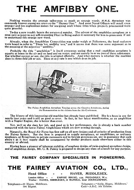 Fairey Amphibian - Amfibby One                                   