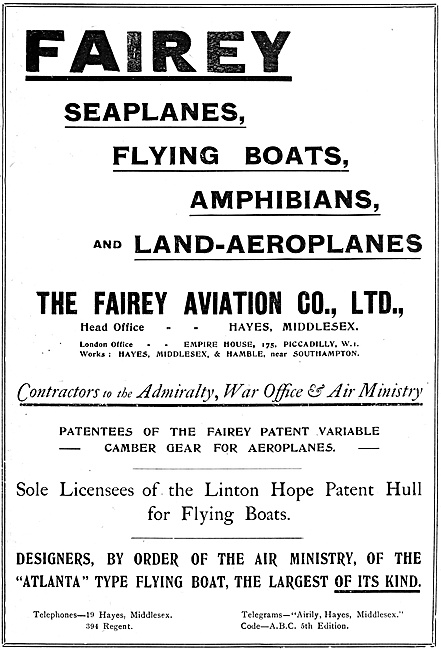 Fairey Seaplanes & Amphibians 1920                               