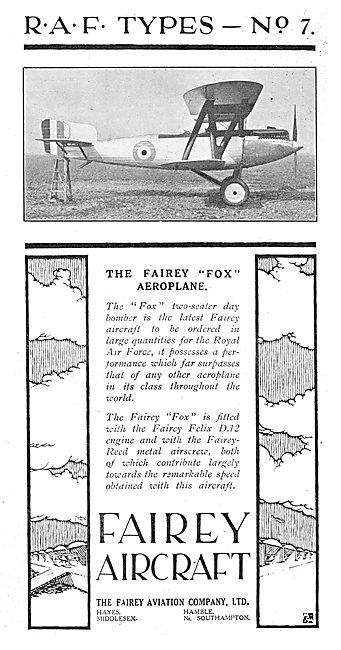 Fairey Fox Two Seater Day Bomber Aircraft                        