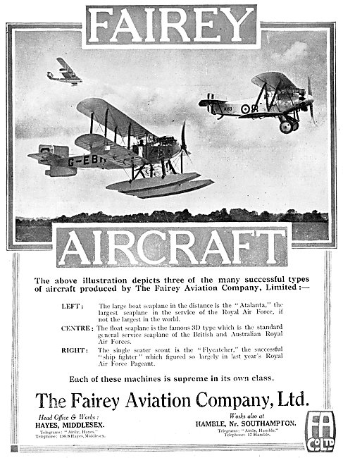 Fairey Atalanta Faiery IIID Fairey Flycatcher   1925             