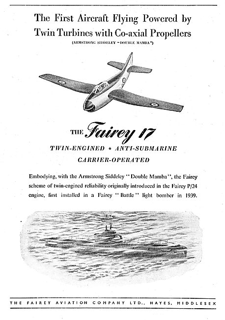 Fairey 17 Twin Engined Anti Submarine Aircraft                   