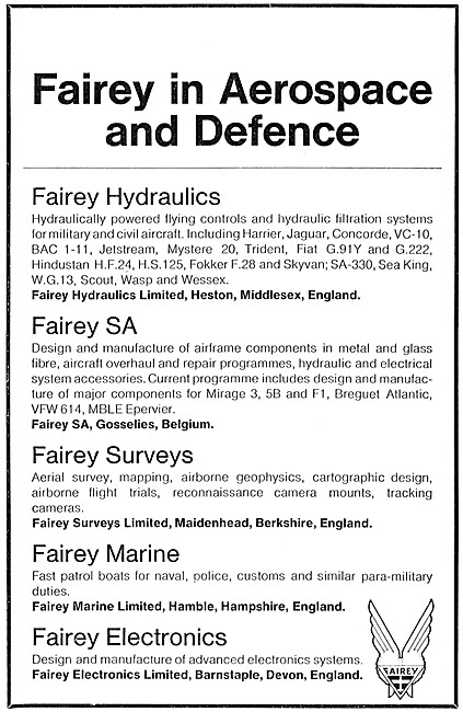 Fairey Aerospace Companies 1972                                  