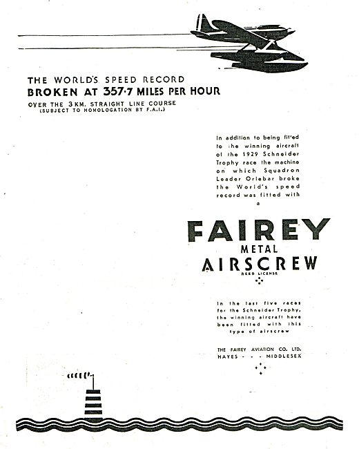 Fairey Metal Aircrew Fitted To The 1929 Schneider Trophy Winner  