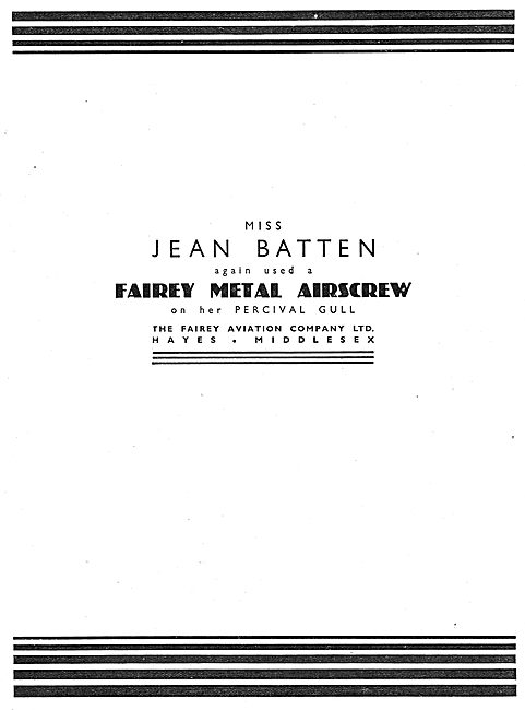 Fairey Metal Airscrew: Jean Batten Percival Gull                 