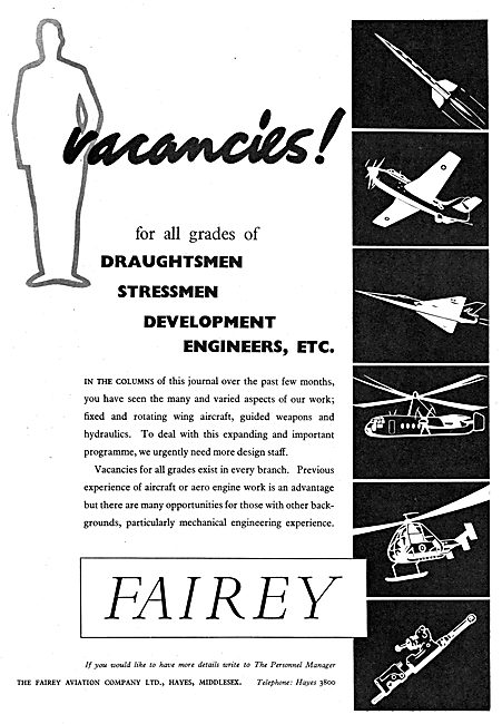 Fairey Aviation Recruitment 1956                                 