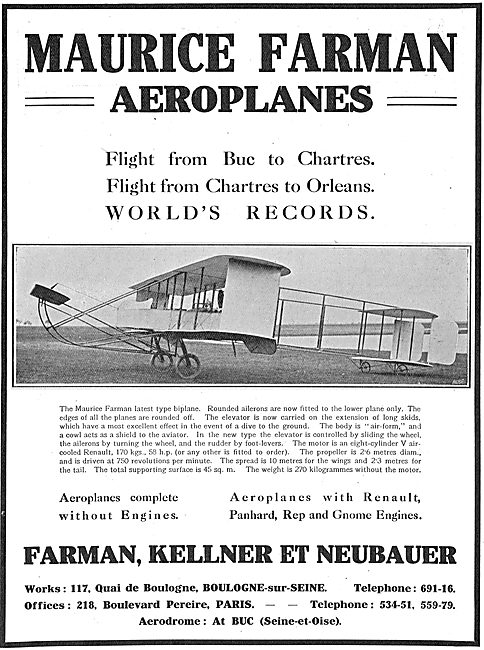 Maurice Farman World Record Flight From Buc To Chartres          