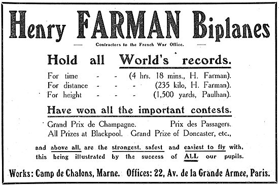 Henry Farman Biplanes Have Won All The Important Contests        