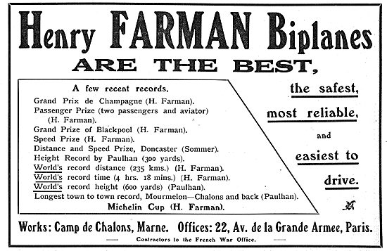 Henry Farman Biplanes Are The Safest And Easiest To Drive        