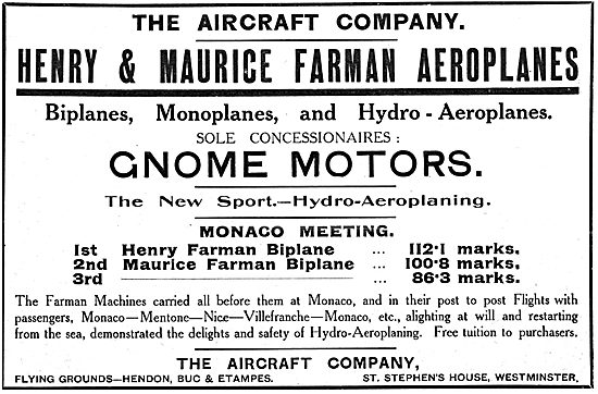 Henry & Maurice Farman Aeroplanes - The Aircraft Company         