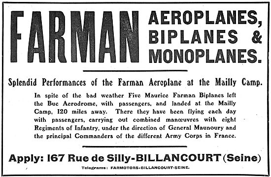 Splendid performance Of The Farman Aeroplane At The Mailly Camp  