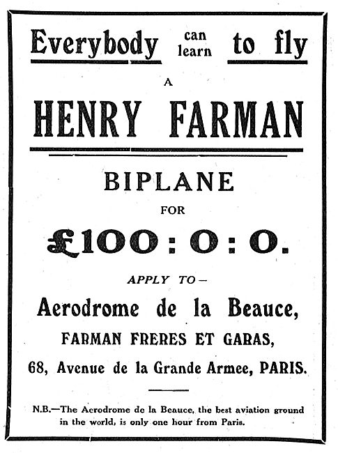 Leran To Fly On A Farman Biplane For £100 With Farman Freres     