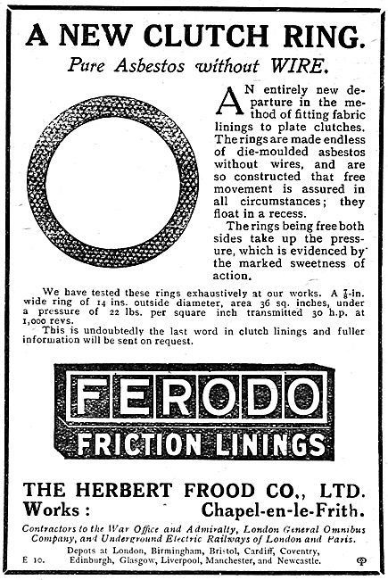 Ferodo Friction Linings For Aircraft - 1920                      