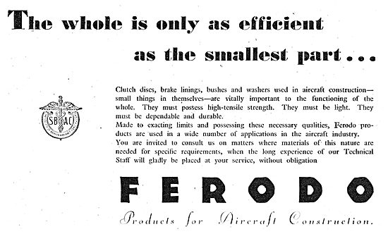 Ferodo Products For Aircraft Construction                        